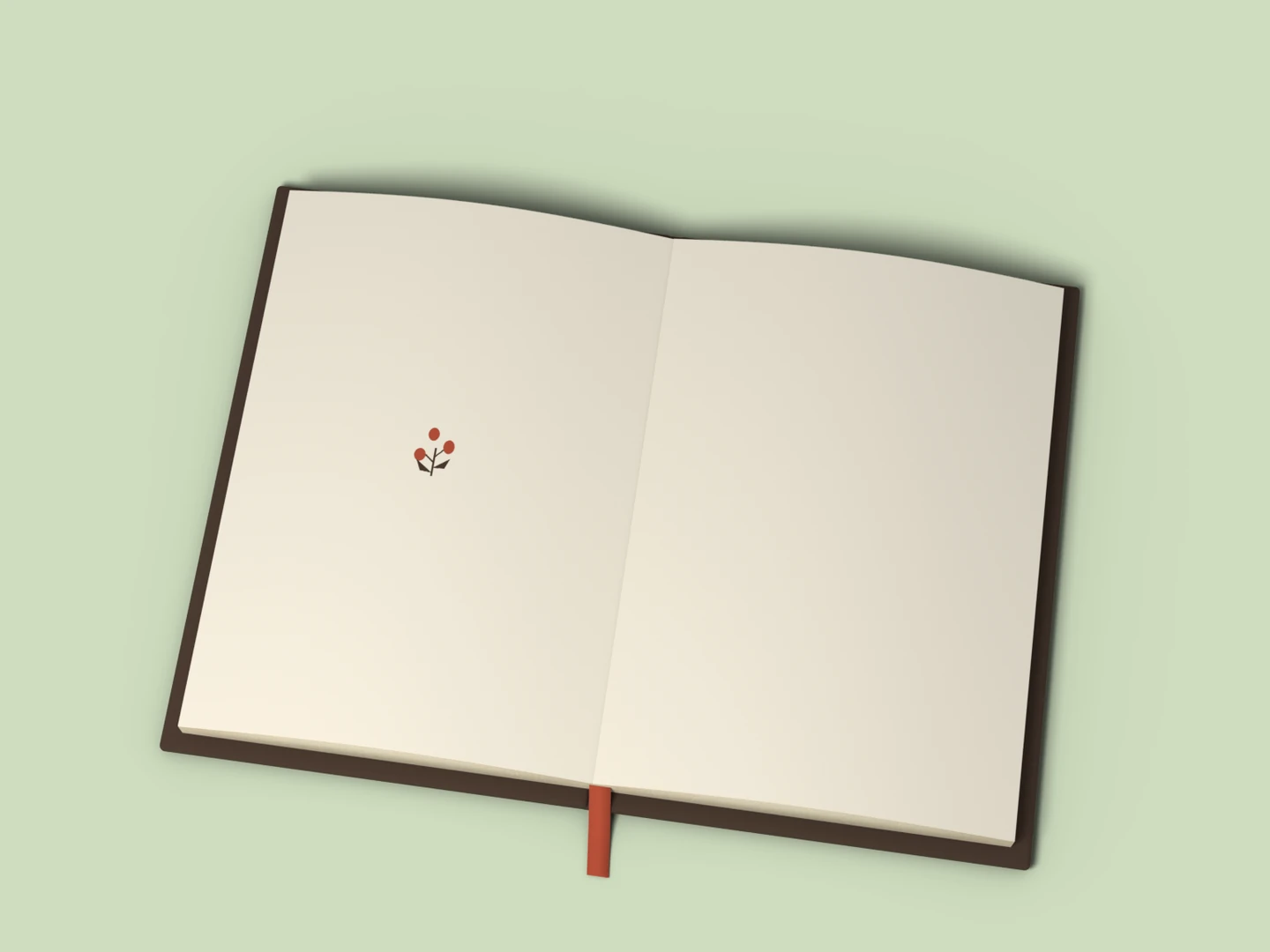 An open book before the personalized bookplate is revealed
